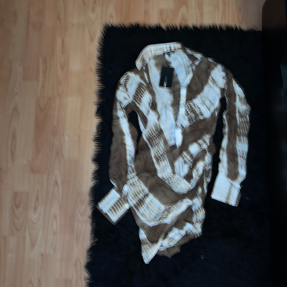 🐫🤎 FASHION NOVA LINEN TIE DYE CAMILE MINI DRESS SIZE M BUT FITS LIKE A SMALL - Picture 8 of 9